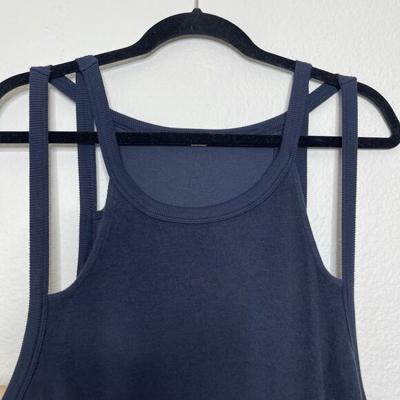 Anthropologie Daily Practice Midi Dress Large Tank Blue Strappy Sleeveless Ruche - Picture 5 of 12